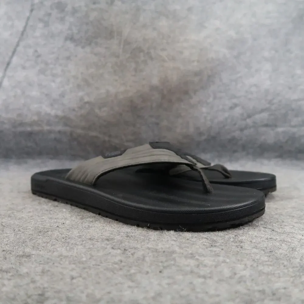 Flojos Shoes Mens 8 Sandal Flip Flop Slip On Memory Foam Comfort Surf Gray Black